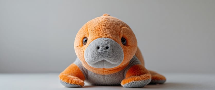 Adorable Orange and Grey Manatee Plush Toy photo