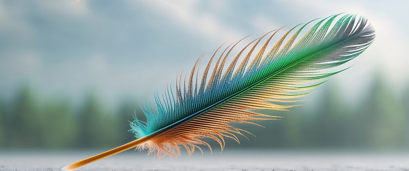 Stunning Colorful Bird Feather in Nature photo