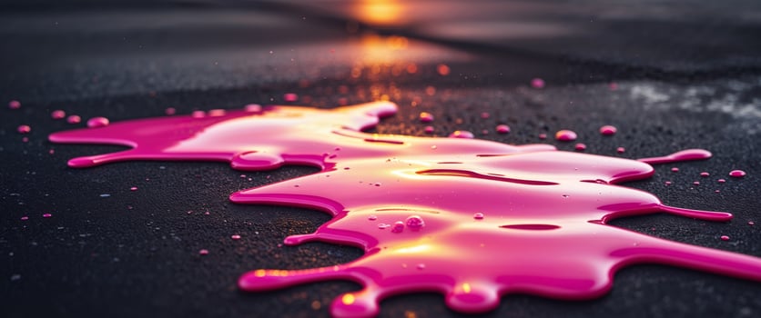 Pink paint splatter on the ground photo