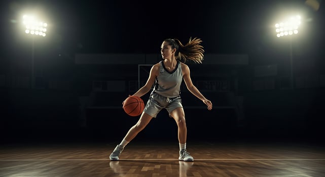 Dynamic Female Basketball Player in Action photo