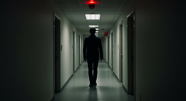 Solitary Figure in a Dim Corridor photo