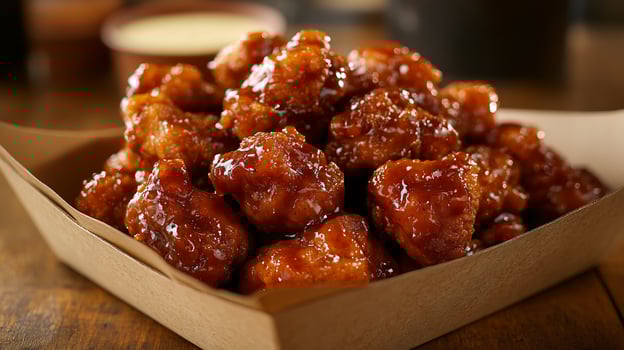 Canadian Maple Glazed Chicken Street Food Photography, photo