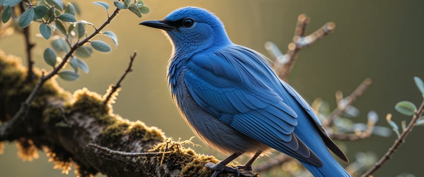 A blue bird is perched on a branch photo