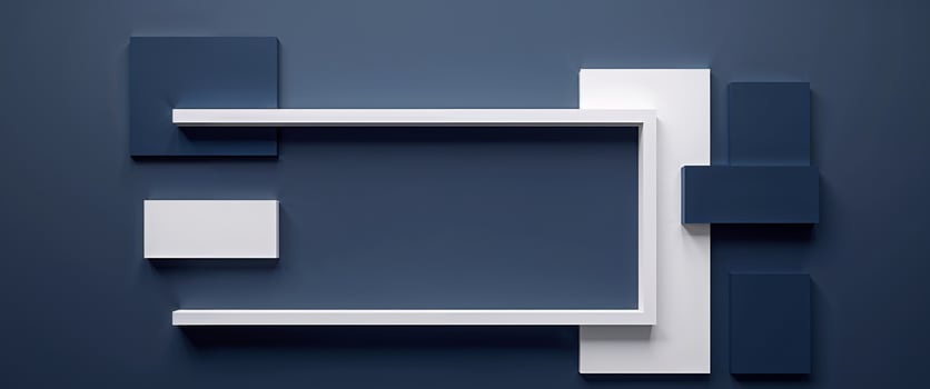 Abstract Background with White and Dark Blue Rectangular Shapes Framing a Central Empty Space on a Solid Dark Blue Backdrop Providing Versatile Design Options photo