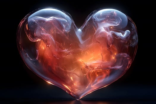 Ethereal Heart-Shaped Glass Sculpture with Swirling Colors for Art and Design photo