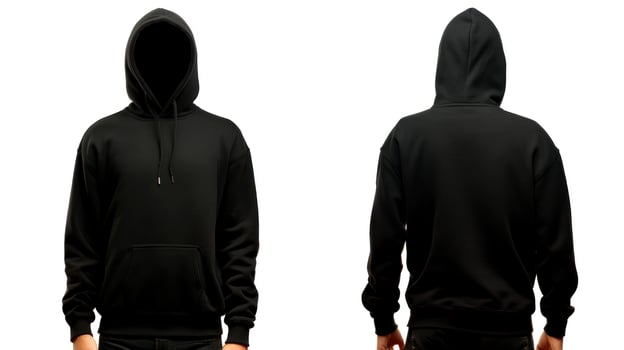 Black Hoodie Front and Back Mockup Isolated on White Background photo