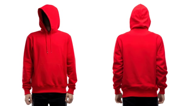 Red Hoodie Front and Back View Blank Apparel for Custom Design photo