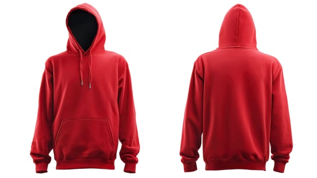 Red Hoodie Front and Back Mockup for Apparel Design Presentation photo
