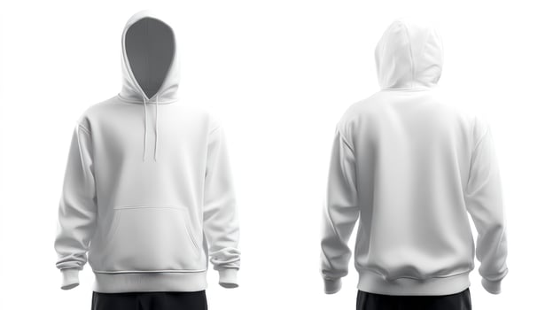 White Pullover Hoodie Mockup Front and Back View for Apparel Design photo