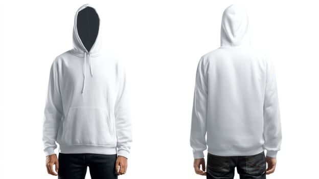 Blank White Hoodie Mockup Displaying Front and Back for Apparel Design photo