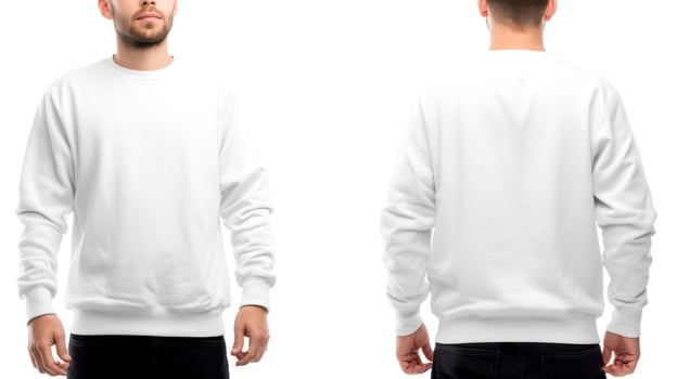 Showing White Sweatshirt Mockup Front and Back on a Man photo