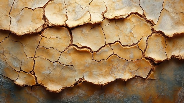 Textured close-up of cracked earth, showcasing rich brown and golden tones that evoke a sense of arid landscapes and rustic beauty. photo