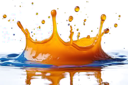Vibrant Orange and Blue Liquid Splash for Dynamic Design and Advertising photo