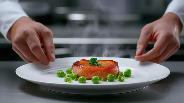 A person is holding a plate of food photo