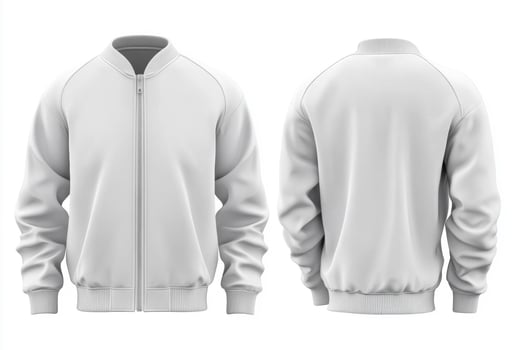 Stylish white bomber jacket displayed from front and back angles photo