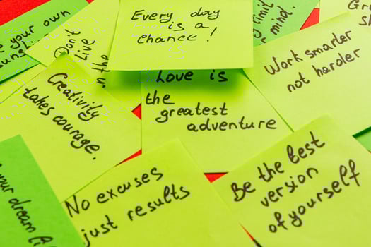 Motivational quotes on colorful sticky notes for daily inspiration photo