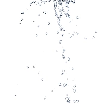 Falling drops of water isolated on white background. photo