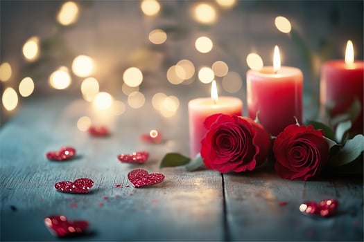 Valentines Day setup with roses and candles HD Background, Luxury hd wallpaper Image, Popular high resolution Desktop Background photo