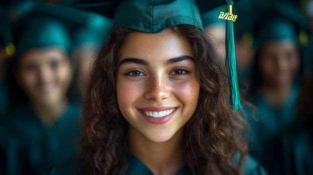 Cheerful group of young graduates posing for memorable selfie Illustration. photo