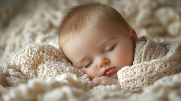 Baby peacefully sleeping in soft light. photo