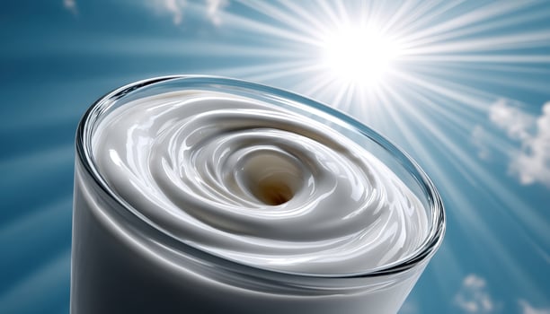 Swirling Milk in Clear Glass Bright Sunlight Background Copyspace for Creative Use photo