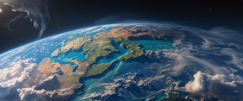 Beautiful view of Earth showcasing the rich blue oceans and diverse landmasses in the vastness of space photo