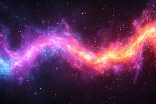 Cosmic Nebula Stream with Vibrant Colors and Twinkling Stars in Deep Space photo