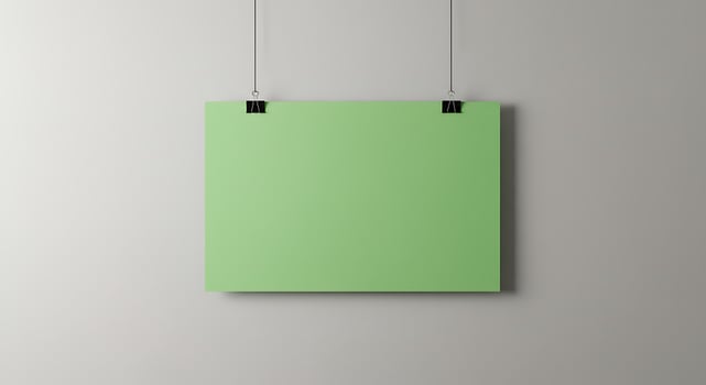 Light Green Poster Mockup on a Grey Wall photo