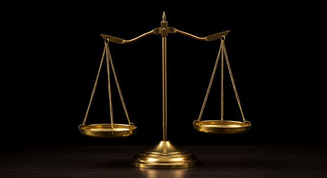 Golden Scales of Justice. Symbol of Law, Balance, and Equality photo