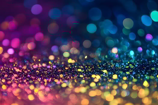 Colorful glittering bokeh lights creating a shimmering effect in a vibrant display of hues during a celebration or festive event photo