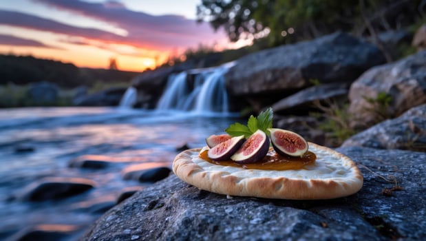 Fig Flatbread by Waterfall at Sunset Outdoor Gourmet Delight photo