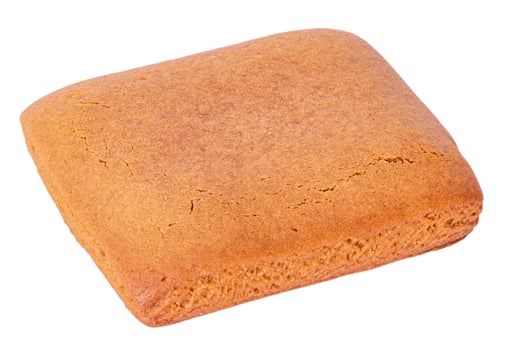 Rectangular gingerbread cookie isolated on white background. Food, dessert. photo