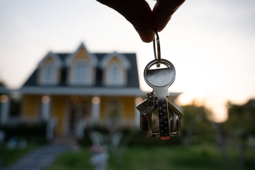 rental and selling home. Real estate agent manager holding key for new owner. rent house, Sales, loan credit financial, insurance, Seller, dealer, installment, buy, sell, move in photo