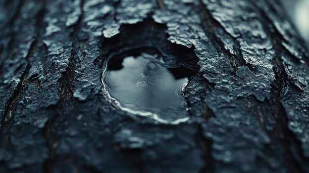 Close-up of tree bark with water pooling. photo