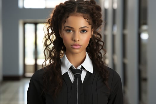 Portrait of a teenage girl in school uniform. photo