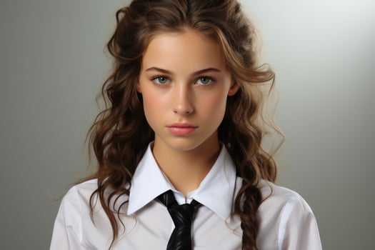 Portrait of a teenage girl in school uniform photo