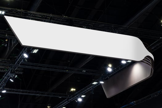 Hanging white horizontal banner billboard photo