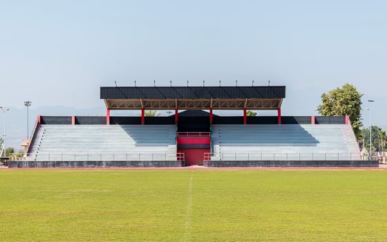 No people in football field and grandstands photo