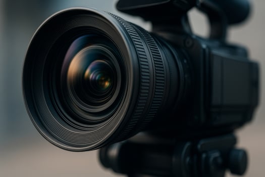High-quality Camera Lens on Tripod Ready for Capturing Stunning Visuals Outdoors in Natural Light photo