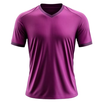 Magenta shirt on black background. Purple jersey with short sleeves and a V neck. Sport uniform. Clothing concept. photo