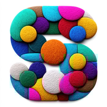 Colorful letter S made of felt circles photo
