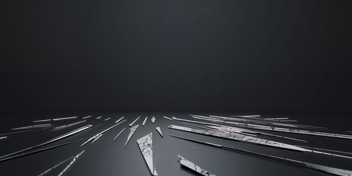 Broken glass on a black background photo
