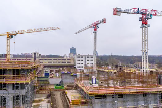 Prague, Czech republic - December 1, 2024. Construction site with cranes and buildings in Zizkov . photo