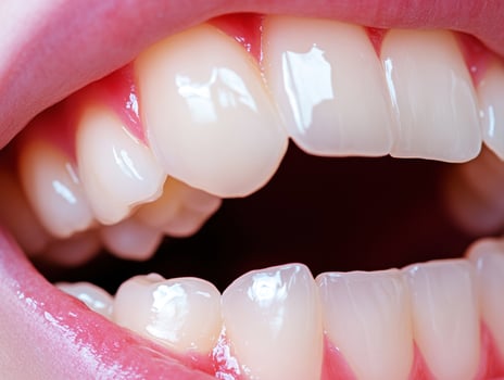 Healthy teeth on display in a close-up view of an open mouth photo