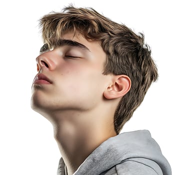 Man with Disgusted Facial Expression Isolated on White photo