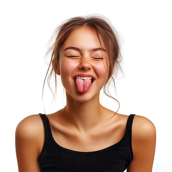 Playful Winking Woman Expression Isolated photo