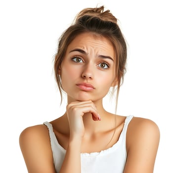 Confused Woman Expression Isolated on white background photo