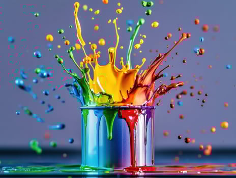 Colorful paint splash creating vibrant patterns in studio photo