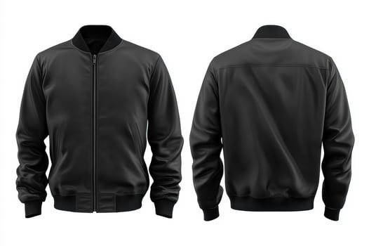 Stylish black bomber jacket displayed from multiple angles photo