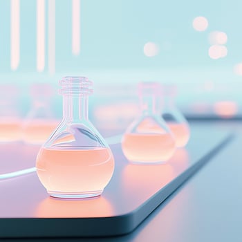 Chemical experiment in modern lab science laboratory digital art minimalistic environment close-up view innovation concept photo